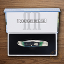 Rough Ryder Bluegill Copperhead Pocket Knife Stainless Steel Blades Blue/Green Bone Handle.