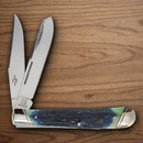 Rough Ryder Bluegill Trapper Pocket Knife Stainless Steel Blades Blue/Green Bone Handle.