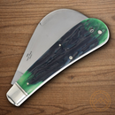 Rough Ryder Bluegill Hawkbill Folding Knife Stainless Steel Blade Blue/Green Bone Handle.