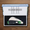 Rough Ryder Bluegill Hawkbill Folding Knife Stainless Steel Blade Blue/Green Bone Handle.