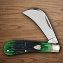 Rough Ryder Bluegill Hawkbill Folding Knife Stainless Steel Blade Blue/Green Bone Handle.
