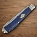 Rough Ryder 30th Anniversary Trapper Pocket Knife Stainless Steel Blades Blue Pakkawood Handle.