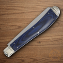 Rough Ryder 30th Anniversary Trapper Pocket Knife Stainless Steel Blades Blue Pakkawood Handle.