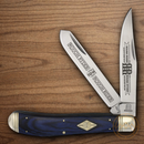 Rough Ryder 30th Anniversary Trapper Pocket Knife Stainless Steel Blades Blue Pakkawood Handle.