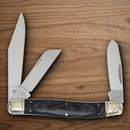 Rough Ryder 30th Anniversary Stockman Pocket Knife Stainless Steel Blades Black Pakkawood Handle.
