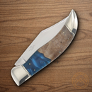 Rough Ryder Deer Slayer Pandora Swirl Folding Knife Stainless Steel Blade Blue Resin/Wood Handle.