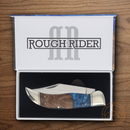 Rough Ryder Deer Slayer Pandora Swirl Folding Knife Stainless Steel Blade Blue Resin/Wood Handle.