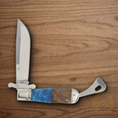 Rough Ryder Pandora Swirl Folding Knife 3.75 Stainless Steel Blade Blue Resin/Wood Handle.