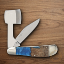 Rough Ryder Pandora Swirl Pocket Knife Stainless Steel Blades Blue Resin/Wood Handle.