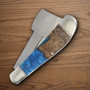 Rough Ryder Pandora Swirl Pocket Knife Stainless Steel Blades Blue Resin/Wood Handle.