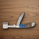 Rough Ryder Pandora Swirl Pocket Knife Stainless Steel Blades Blue Resin/Wood Handle.