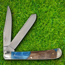 Rough Ryder Pandora Swirl Trapper Pocket Knife Stainless Steel Blades Blue Resin/Wood Handle
