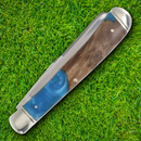 Rough Ryder Pandora Swirl Trapper Pocket Knife Stainless Steel Blades Blue Resin/Wood Handle