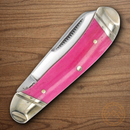 Rough Ryder Tiny Trapper Pocket Knife Stainless Steel Blades Pink Bone Handle