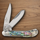 Rough Ryder Tiny Trapper Pocket Knife Stainless Steel Blades Abalone Handle