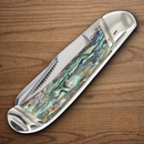 Rough Ryder Tiny Trapper Pocket Knife Stainless Steel Blades Abalone Handle