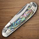 Rough Ryder Tiny Trapper Pocket Knife Stainless Steel Blades Abalone Handle