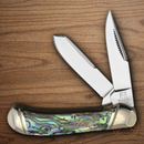 Rough Ryder Tiny Trapper Pocket Knife Stainless Steel Blades Abalone Handle