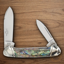 Rough Ryder Mini Canoe Pocket Knife Stainless Steel Blades Abalone Handle