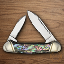 Rough Ryder Mini Canoe Pocket Knife Stainless Steel Blades Abalone Handle