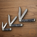 Rough Ryder Midnight Pearl Trapper Set Pocket Knives Stainless Steel  Blades Black Swirl Synthetic Handles