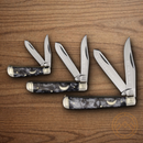Rough Ryder Midnight Pearl Trapper Set Pocket Knives Stainless Steel  Blades Black Swirl Synthetic Handles