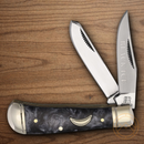 Rough Ryder Midnight Pearl Tiny Trapper Pocket Knife Stainless Steel Blade Black Syinthetic Handle