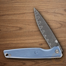 Rough Ryder Linerlock Folding Knife 2.13" Damascus Steel Blade Blue Aluminum Handle