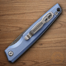 Rough Ryder Linerlock Folding Knife 2.13" Damascus Steel Blade Blue Aluminum Handle