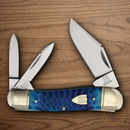 Rough Ryder Whittler Pocket Knife Stainless Steel Blades Blue Bone Handle