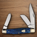 Rough Ryder Large Stockman Pocket Knife Stainless Steel Blades Blue Bone Handle