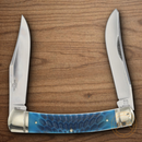 Rough Ryder Large Moose Pocket Knife Stainless Steel Blades Blue Bone Handle