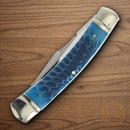 Rough Ryder Large Moose Pocket Knife Stainless Steel Blades Blue Bone Handle