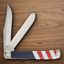 Rough Ryder Trapper 250 USA Annv Pocket Knife Stainless Steel Blade Red/Blue/White Synthetic/Pearl Handle