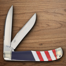 Rough Ryder Jumbo Trapper 250 USA Annv Pocket Knife Stainless Steel Blade Red/Blue/White Synthetic/Pearl Handle
