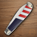 Rough Ryder Jumbo Trapper 250 USA Annv Pocket Knife Stainless Steel Blade Red/Blue/White Synthetic/Pearl Handle