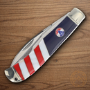 Rough Ryder Jumbo Trapper 250 USA Annv Pocket Knife Stainless Steel Blade Red/Blue/White Synthetic/Pearl Handle
