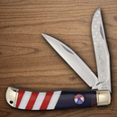 Rough Ryder Jumbo Trapper 250 USA Annv Pocket Knife Stainless Steel Blade Red/Blue/White Synthetic/Pearl Handle