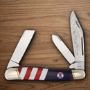 Rough Ryder Texas Stockman 250 USA Annv Pocket Knife Stainless Steel Blade Red/Blue/White Synthetic/Pearl Handle