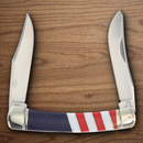 Rough Ryder Large Moose 250 USA Annv Pocket Knife Stainless Steel Blade Red/Blue/White Synthetic/Pearl Handle