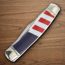 Rough Ryder Large Moose 250 USA Annv Pocket Knife Stainless Steel Blade Red/Blue/White Synthetic/Pearl Handle