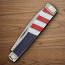 Rough Ryder Gunstock 250 USA Annv Pocket Knife Stainless Steel Blade Red/Blue/White Synthetic/Pearl Handle