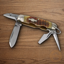 Rough Ryder Camp Pocket Knife 440 Steel Blade Amber Bone Handle