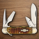 Rough Ryder Camp Pocket Knife 440 Steel Blade Amber Bone Handle