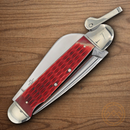 Rough Ryder Pocket Knife 440 Steel Blades Red Bone Handle