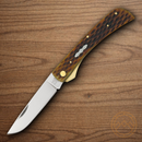 Rough Ryder Work Folding Knife 440 Steel Blade Amber Bone Handle