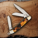 Rough Ryder Tiny Stockman Pocket Knife 440 Steel Clip / Spey And Sheepsfoot Blades Imitation Tortoise Shell Handle 812