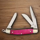 Rough Ryder Tiny Stockman Pocket Knife 440 Steel Blade Pink Bone Handle