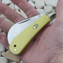 Rough Ryder Hawkbill Folding Knife 440 Steel Blade Yellow Synthetic Handle