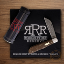 Rough Ryder Reserve Grandaddy Folding Knife Damascus Steel Blade Brown Micarta Handle